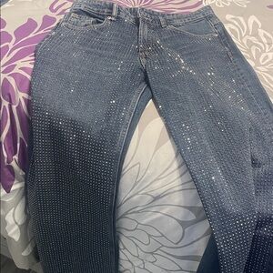 Zara Blue wide leg Jeans with Silver Accents. Size 4